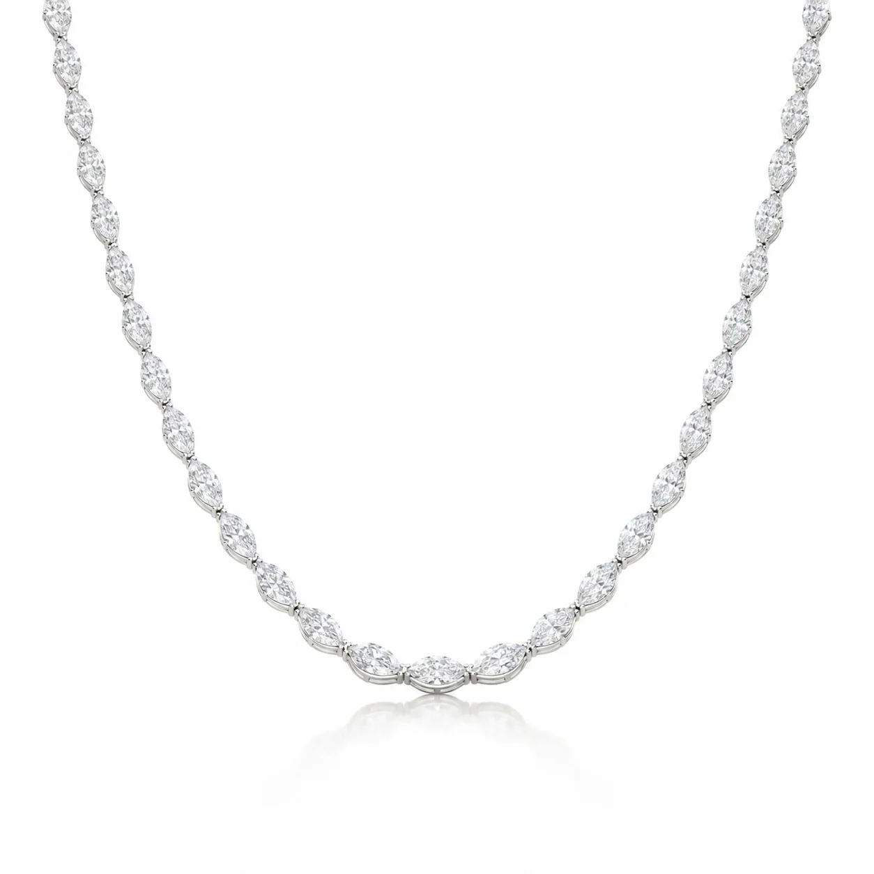15.00ct Marquise Lab Diamond Tennis Necklace In Gold - D/VS