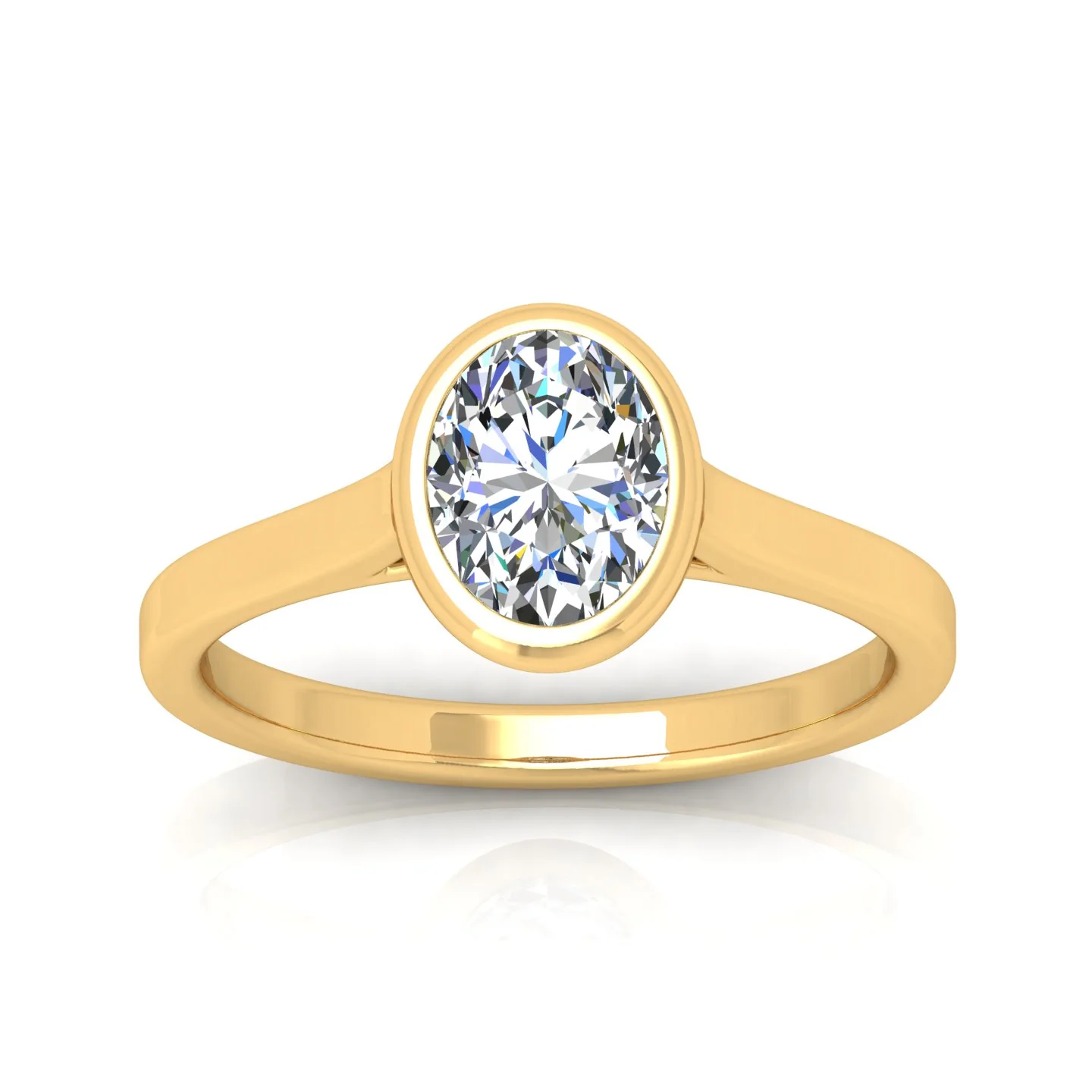 18k Yellow Gold All Shape Comfort Fit Bezel Set Solitaire Engagement Ring - Image 10