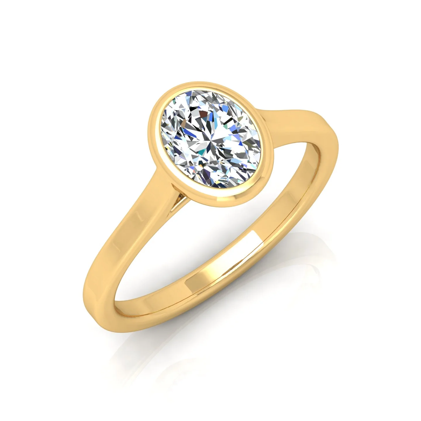 18k Yellow Gold All Shape Comfort Fit Bezel Set Solitaire Engagement Ring - Image 12