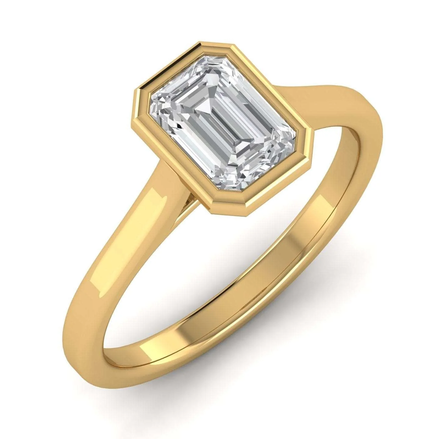 18k Yellow Gold All Shape Comfort Fit Bezel Set Solitaire Engagement Ring - Image 6