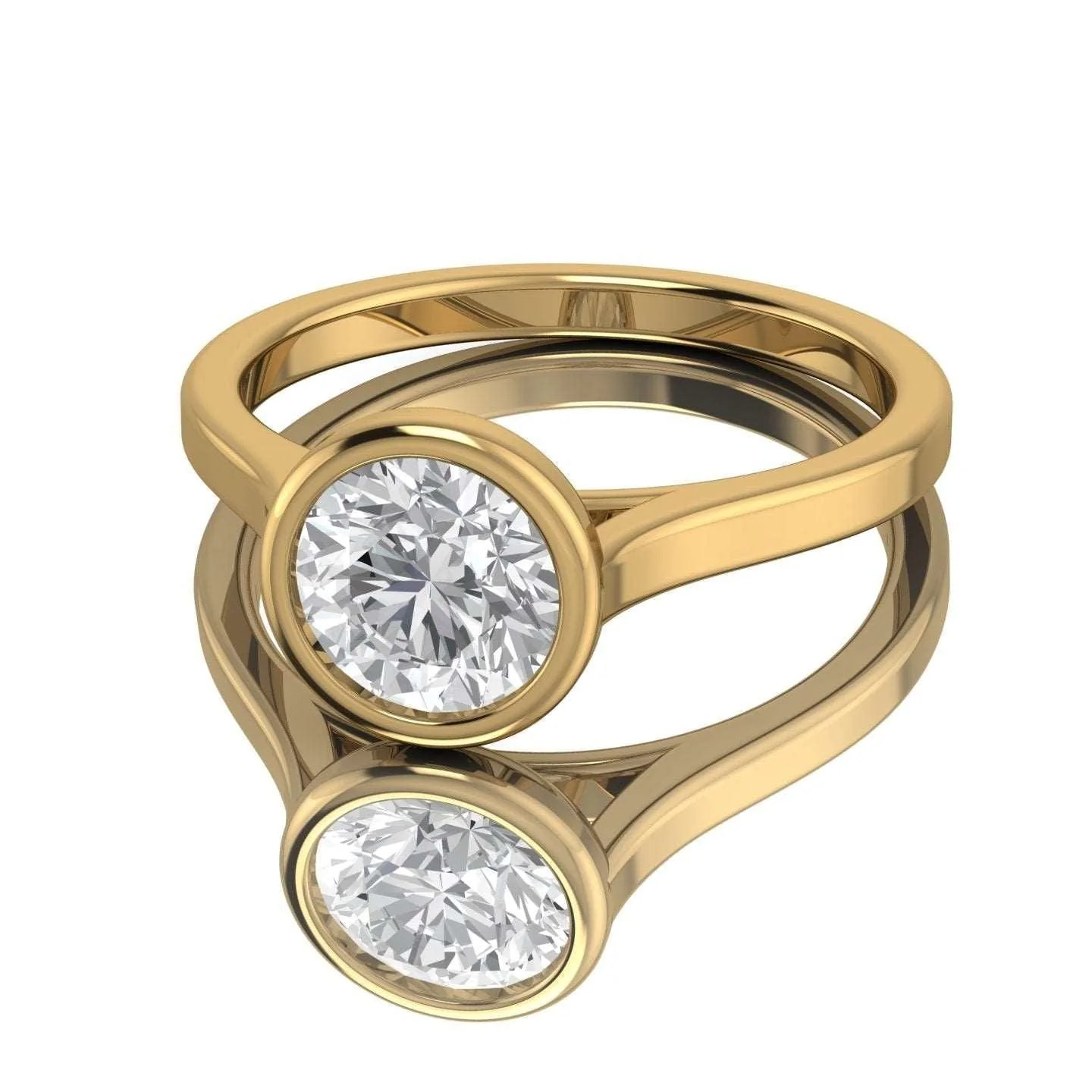 18k Yellow Gold All Shape Comfort Fit Bezel Set Solitaire Engagement Ring - Image 7