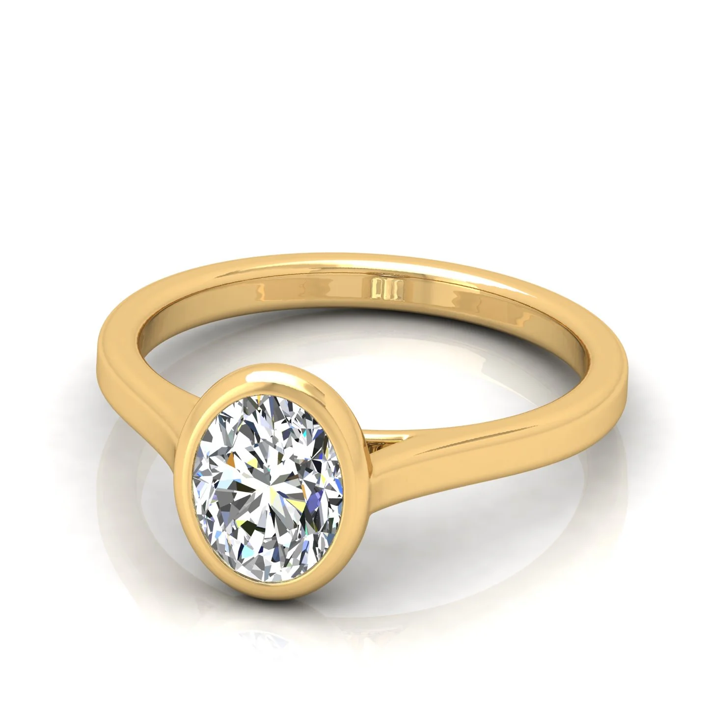 18k Yellow Gold All Shape Comfort Fit Bezel Set Solitaire Engagement Ring - Image 9