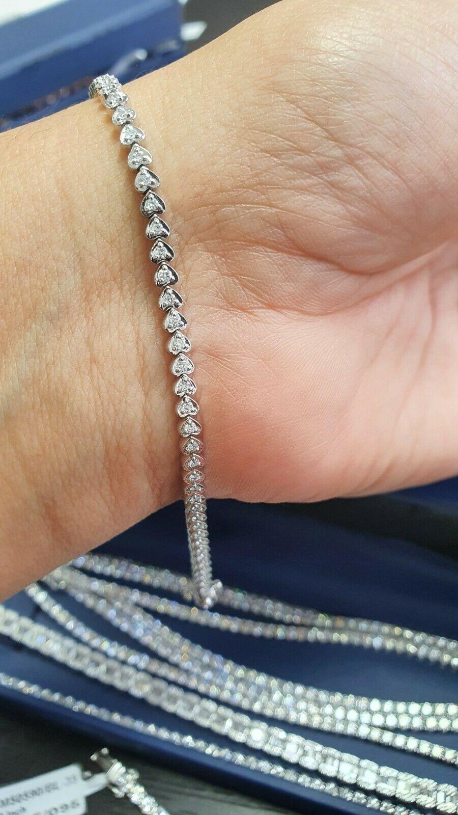 1Ct Heart Shape Round Diamond designer Tennis Bracelet in White gold - Image 4