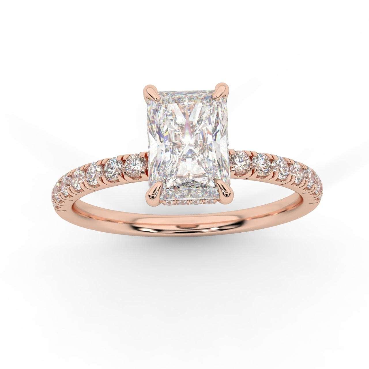 2.30CT IGI Certified Diamond Radiant Cut Hidden Halo Engagement Ring - Image 4