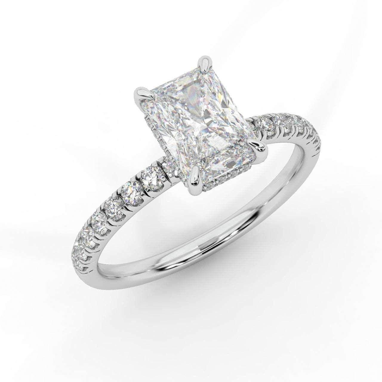 2.30CT IGI Certified Diamond Radiant Cut Hidden Halo Engagement Ring - Image 7