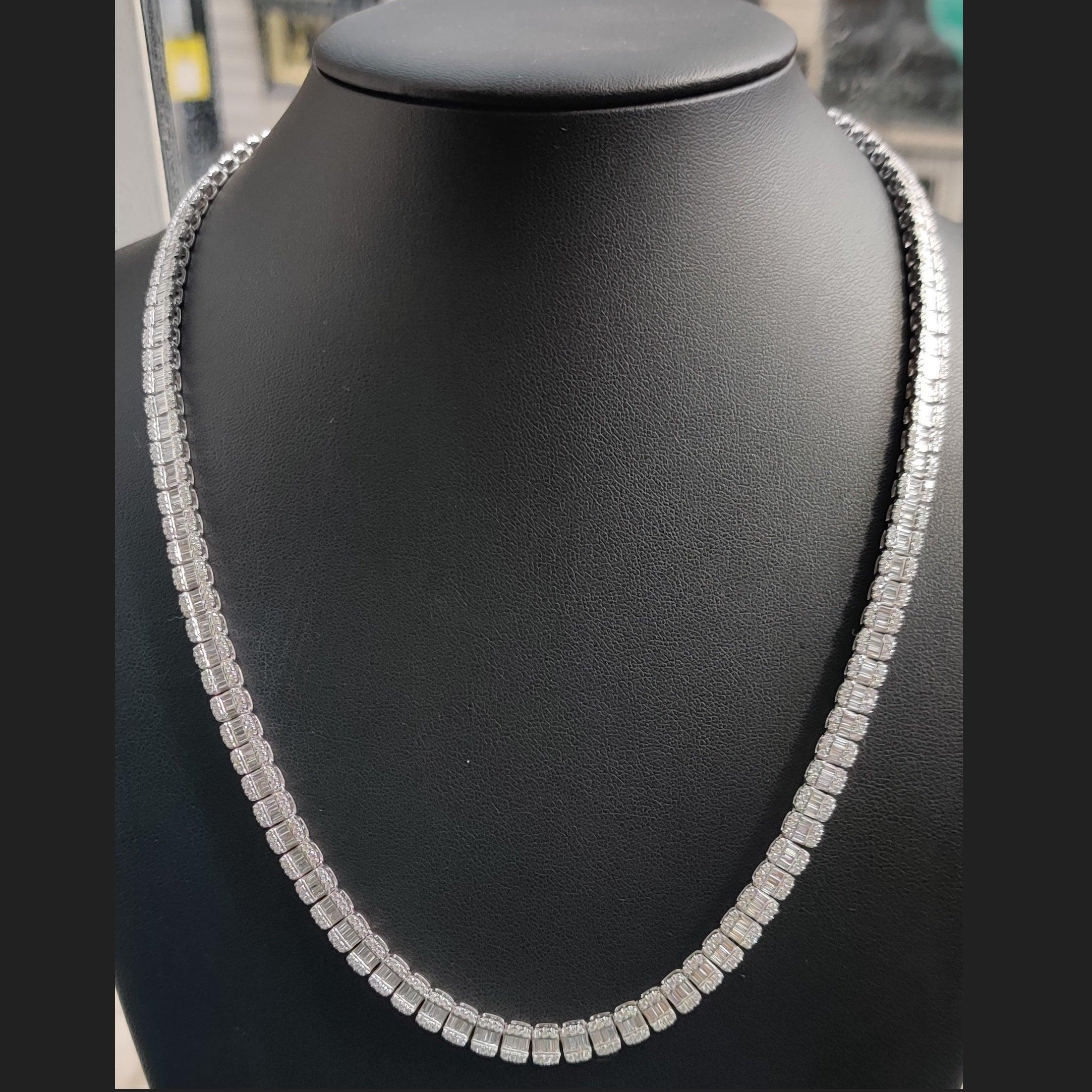 20ct Baguette & Round Lab Diamond Designer Necklace – White/Rose Gold, D/VVS - Image 3