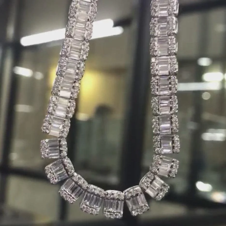 20ct Baguette & Round Lab Diamond Designer Necklace – White/Rose Gold, D/VVS - Image 4