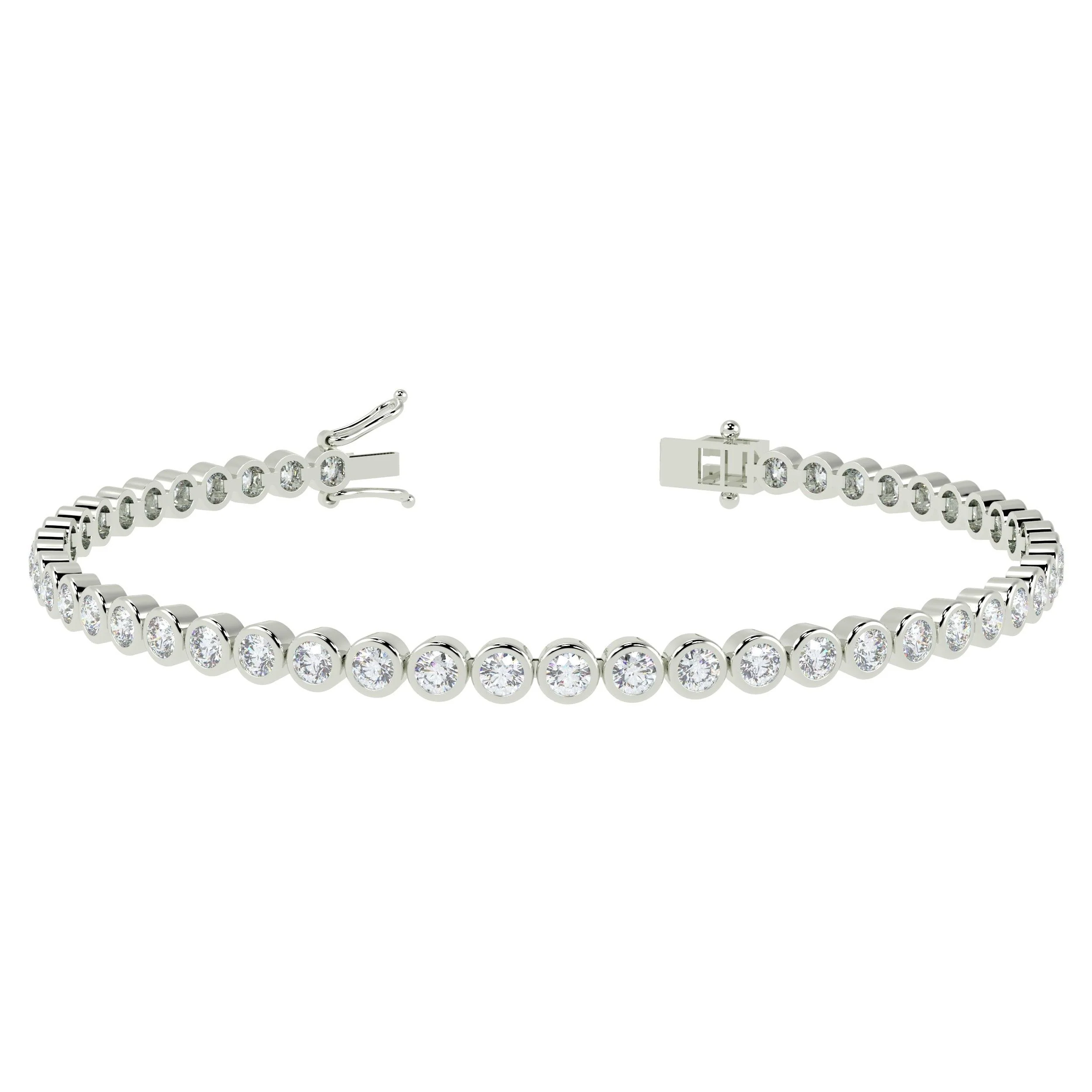 3.00CT F/VS ROUND DIAMOND BEZEL SET TENNIS BRACELET FOR WOMEN'S IN HALLMARKED 18K WHITE / YELLOW GOLD