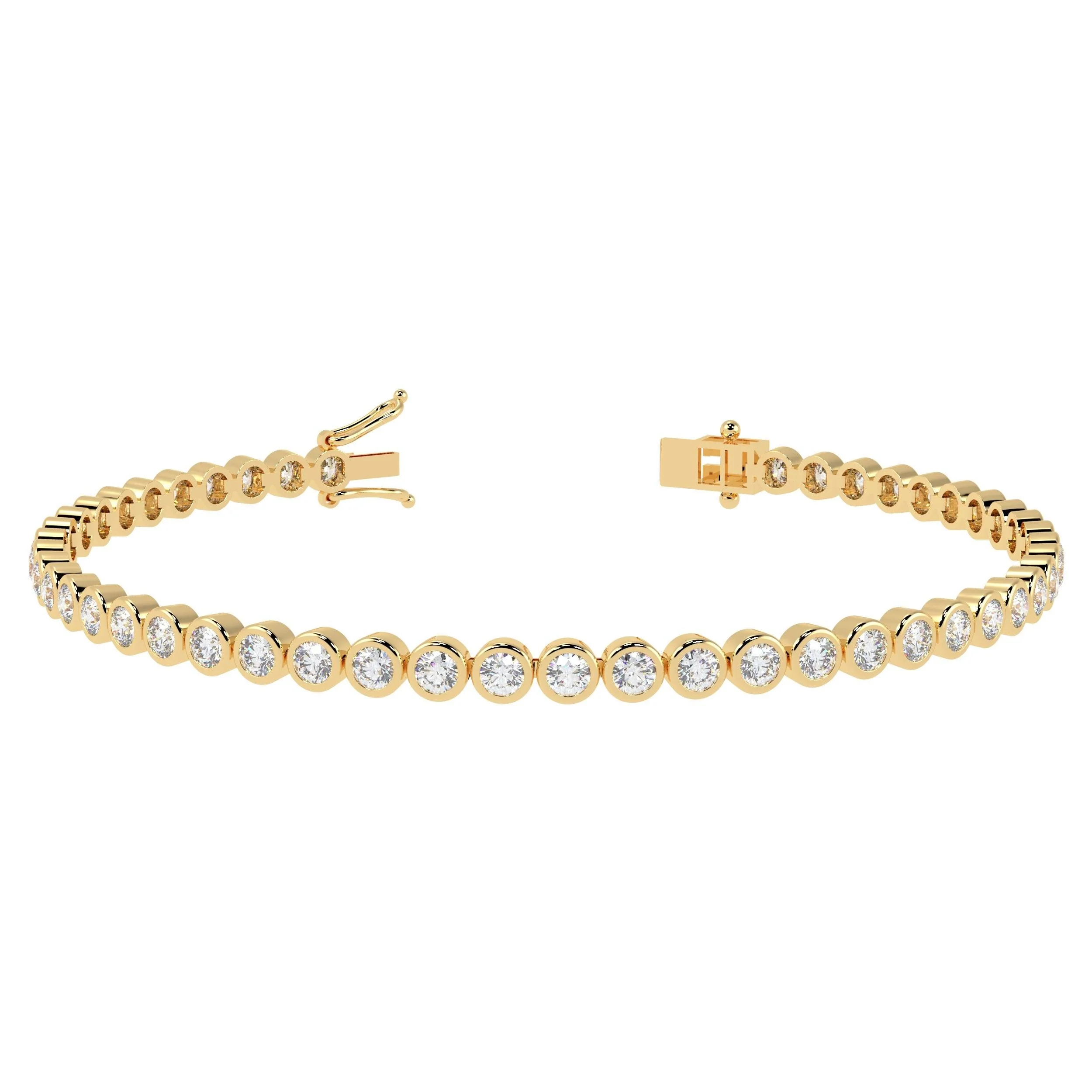 3.00CT F/VS ROUND DIAMOND BEZEL SET TENNIS BRACELET FOR WOMEN'S IN HALLMARKED 18K WHITE / YELLOW GOLD - Image 6