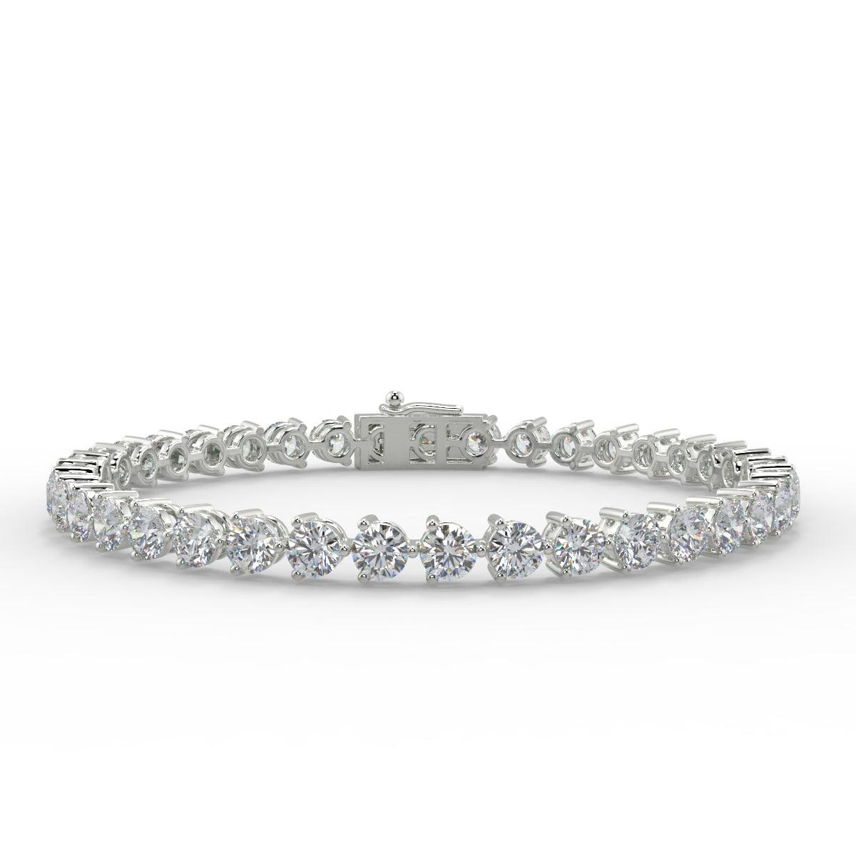 3 Prong Diamond Tennis Bracelet for Womens in 18k Gold & Platinum F/VS 2.00ct - 5.00ct