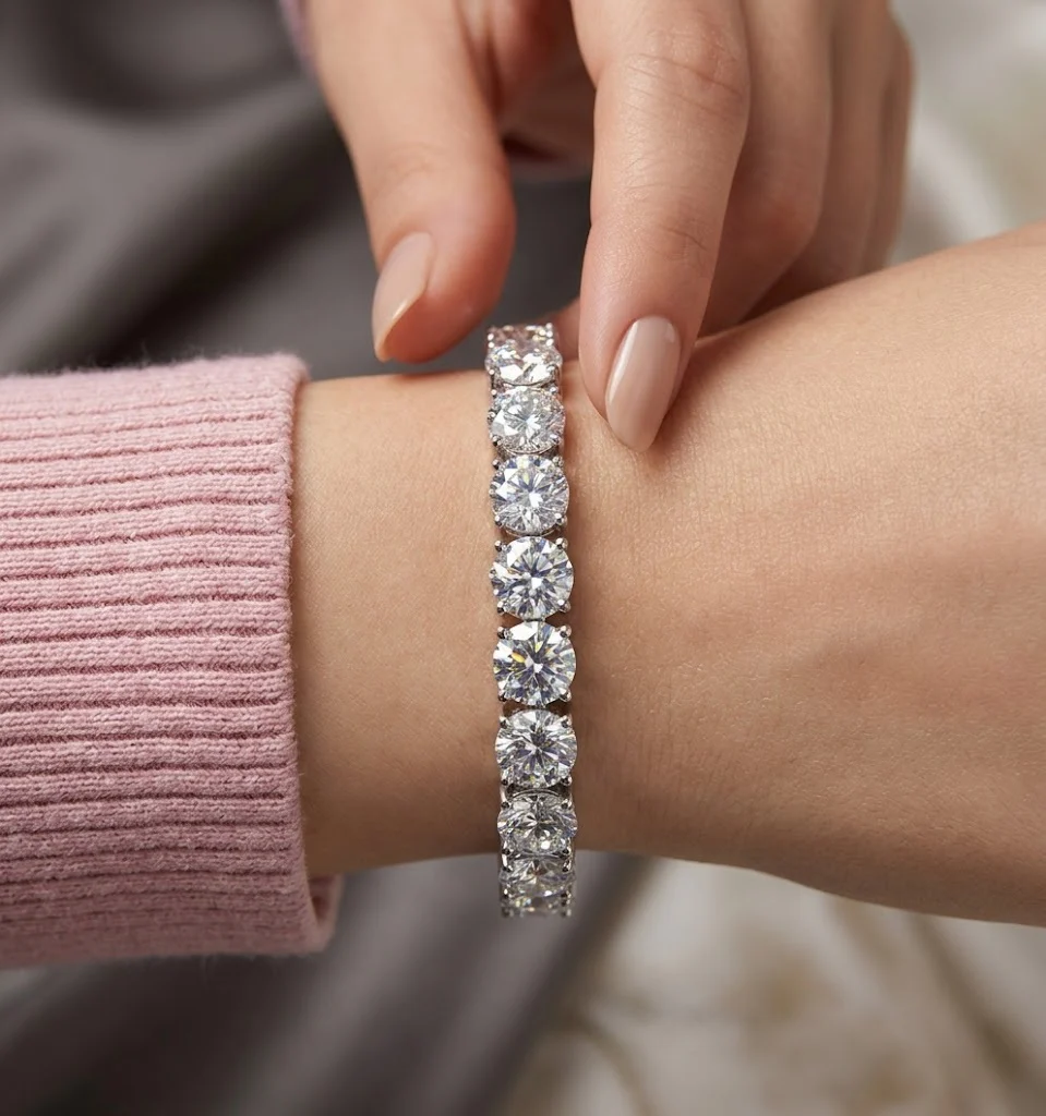 D/VS 35.00ct Lab Diamond Claw Set Tennis Bracelet in 9k Gold | 1.5ct Each Diamond