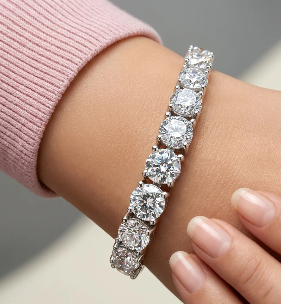D/VS 35.00ct Lab Diamond Claw Set Tennis Bracelet in 9k Gold | 1.5ct Each Diamond - Image 2