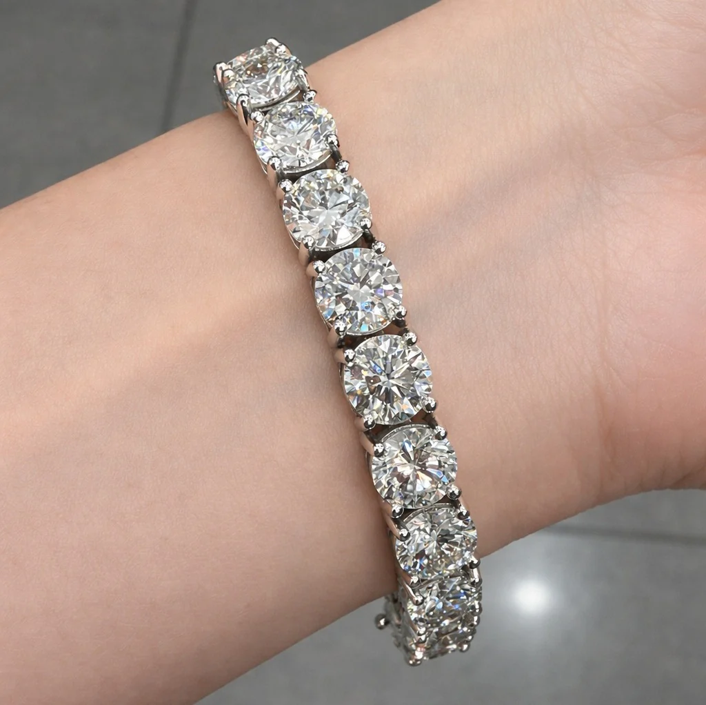 D/VS 35.00ct Lab Diamond Claw Set Tennis Bracelet in 9k Gold | 1.5ct Each Diamond - Image 6