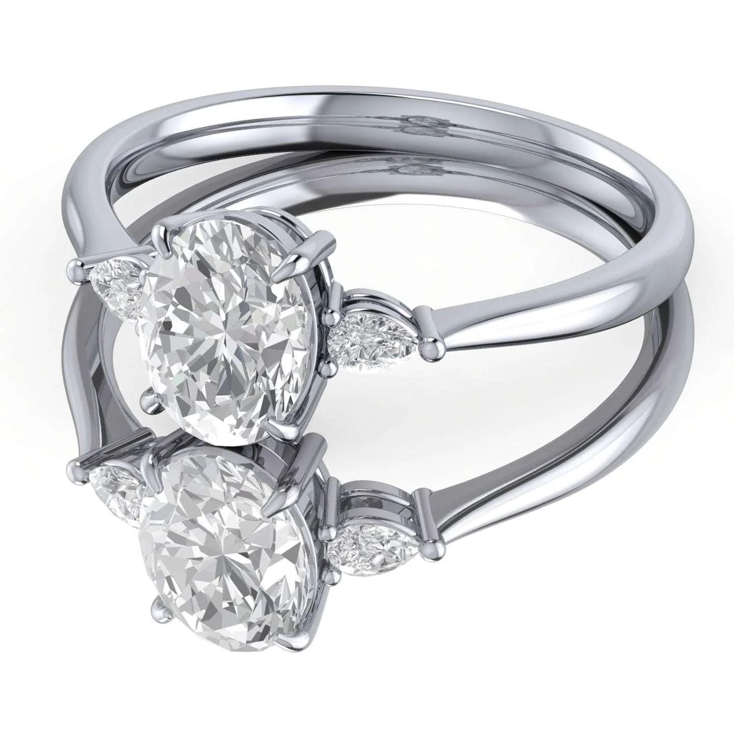 4.50Ct IGI Certified Oval Diamond Trilogy Engagement Ring in Platinum - Image 5