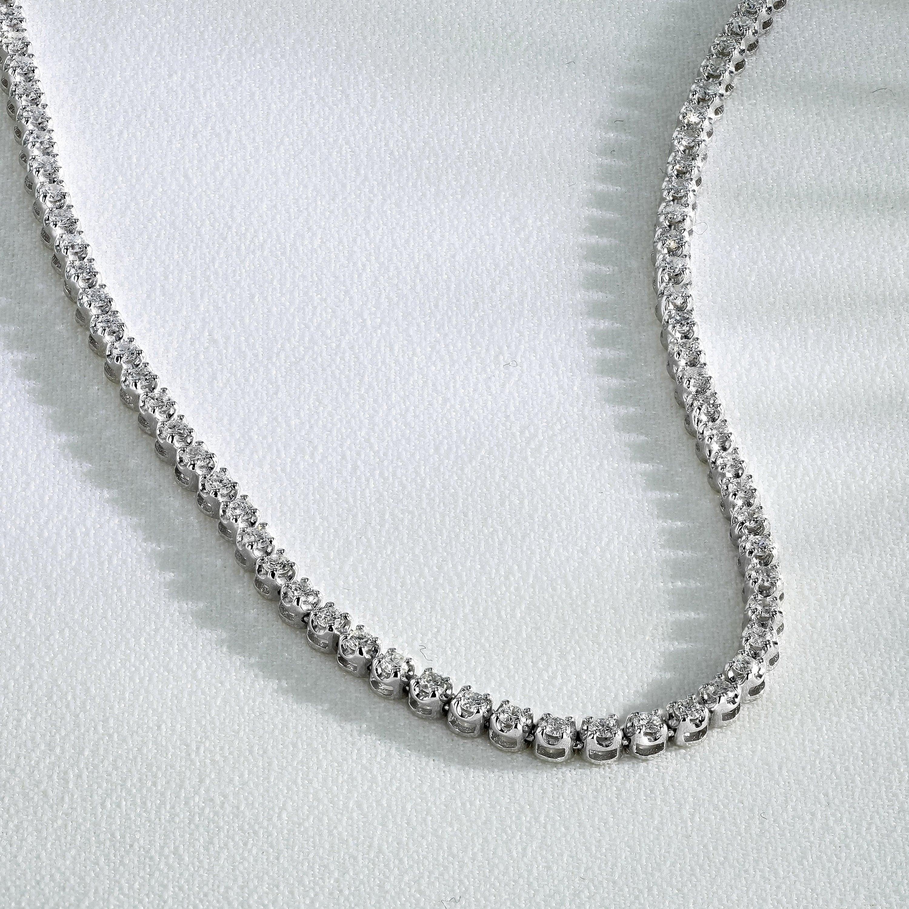 4-8ct Round Diamond Tennis Necklace – White Gold, D/VVS - Image 3