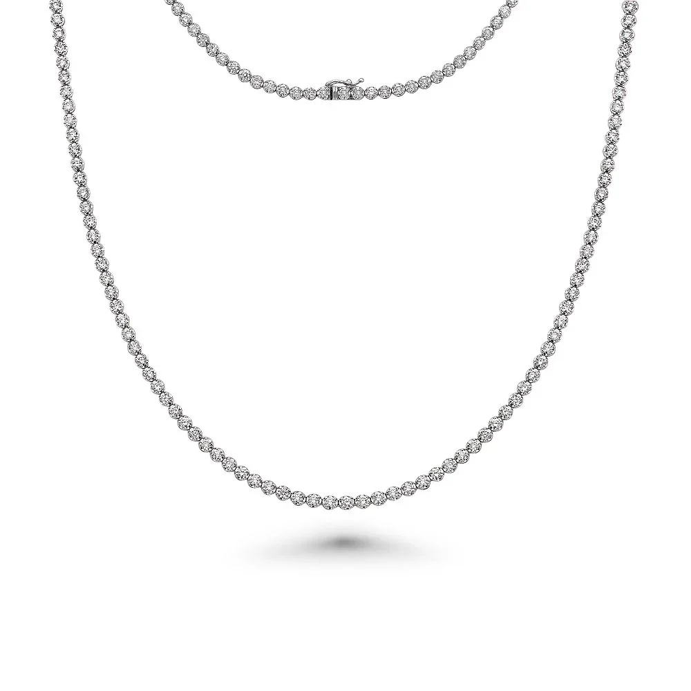 4-8ct Round Diamond Tennis Necklace – White Gold, D/VVS - Image 6