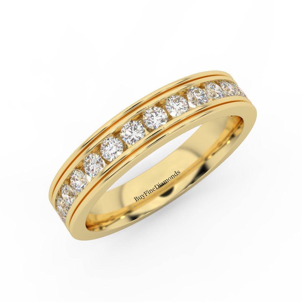 4MM Channel Set Natural Round Diamond Wedding Band Ring - 0.65 Carat - Image 3