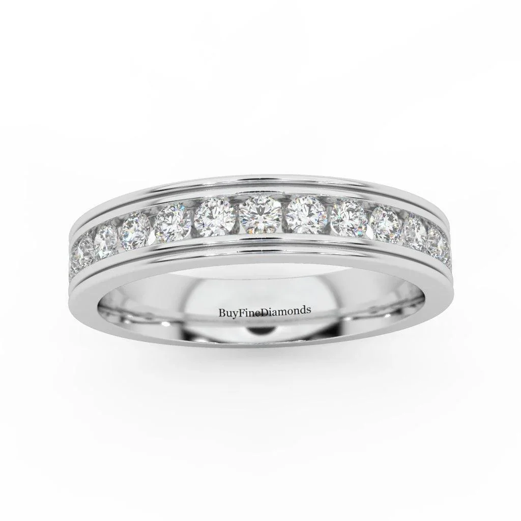 4MM Channel Set Natural Round Diamond Wedding Band Ring - 0.65 Carat - Image 5