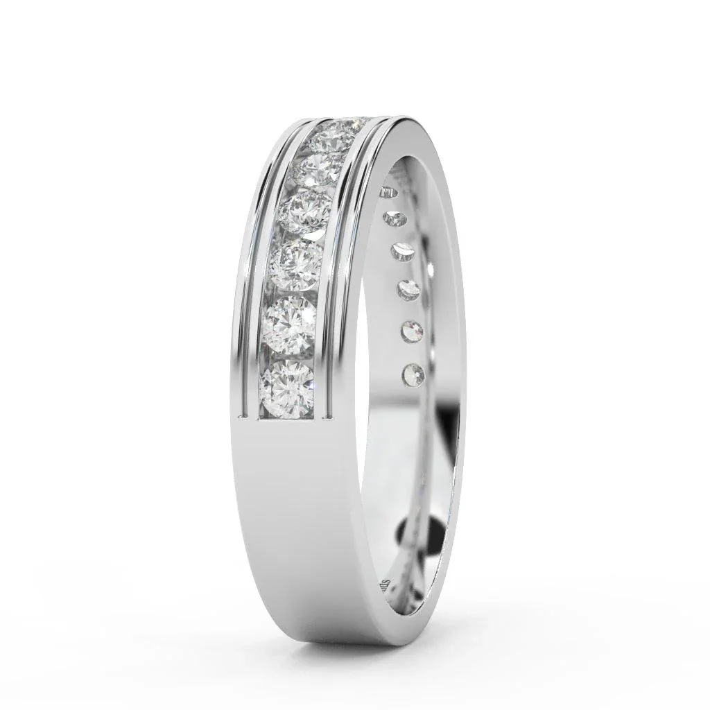 4MM Channel Set Natural Round Diamond Wedding Band Ring - 0.65 Carat - Image 6