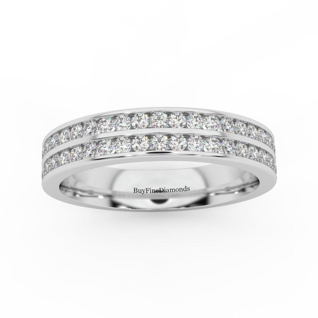 4MM Natural Round Diamond Half Eternity Ring Two Row Channel Set - 0.55 Carat - Image 5