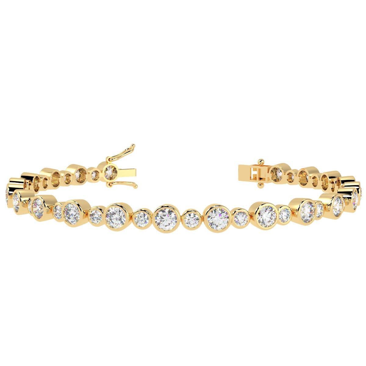 5.00Ct F/VS Round Diamond Bezel Set Tennis Bracelet for Women's in Hallmarked 18k Gold - Image 4