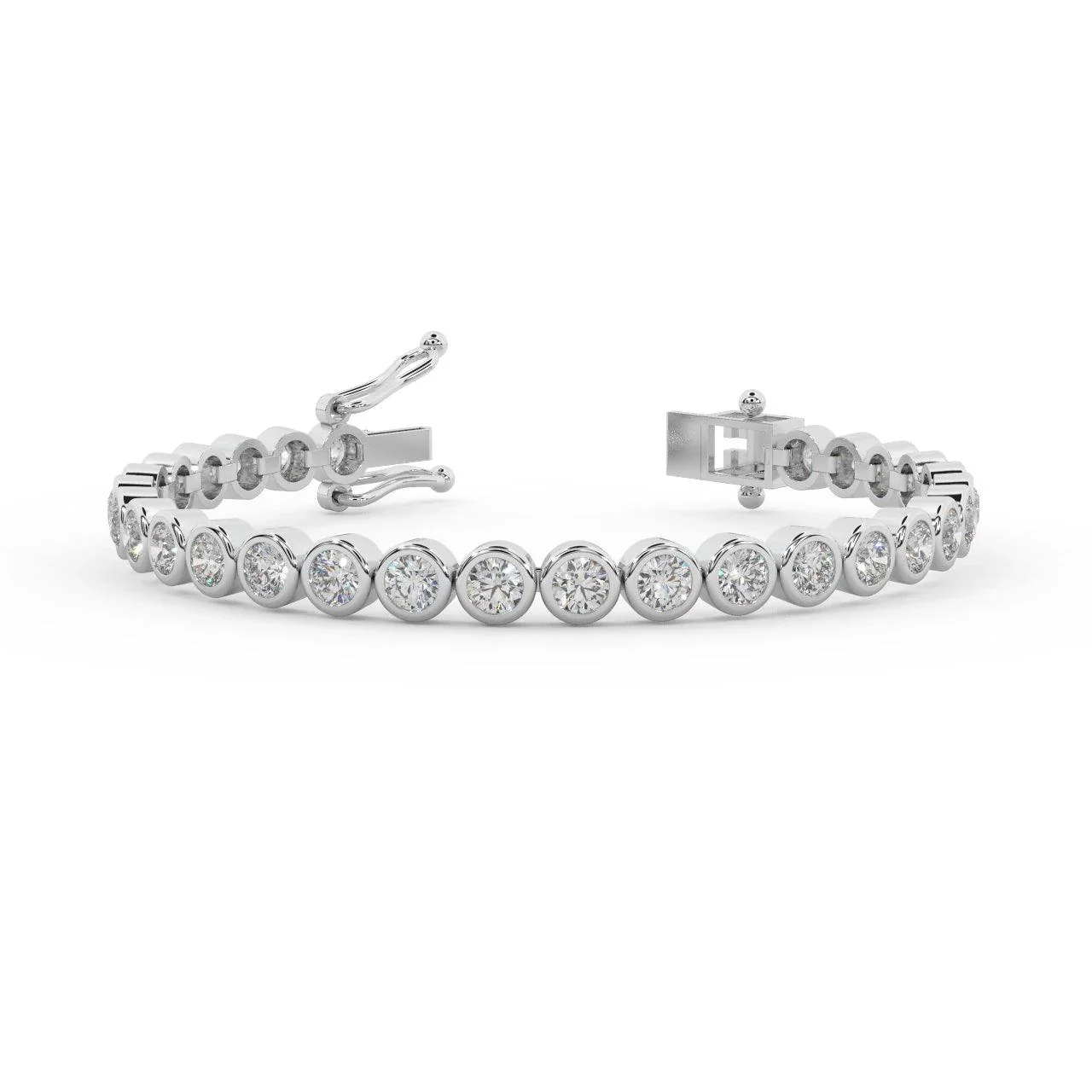 5Ct G/VS Natural Round Diamond Bezel Set Bracelet in Hallmarked Gold