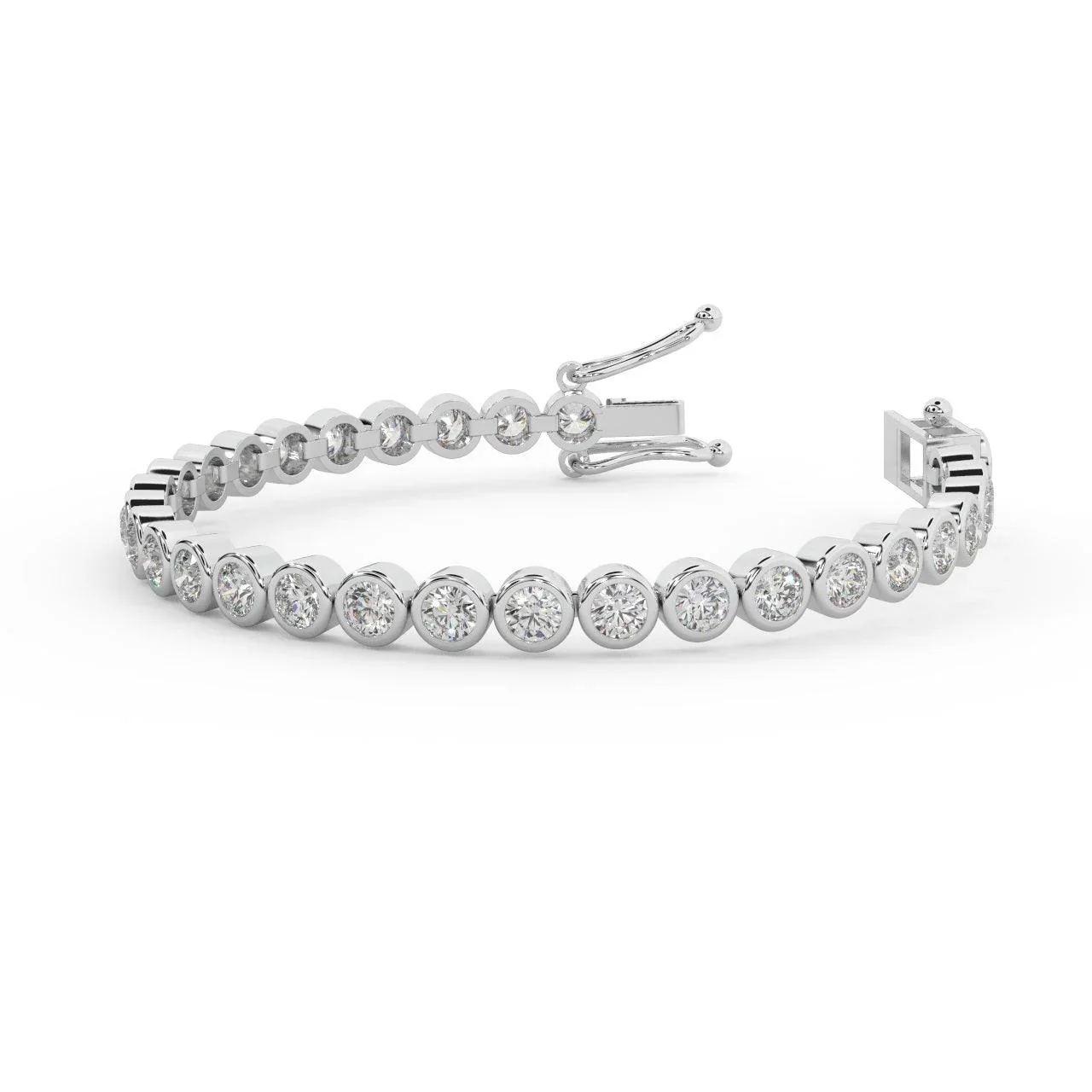 5Ct G/VS Natural Round Diamond Bezel Set Bracelet in Hallmarked Gold - Image 6