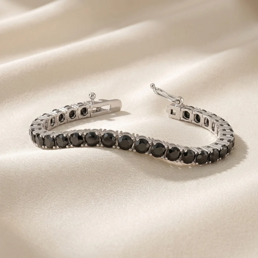 13.00ct Black Diamond Tennis Bracelet in White Gold - Image 3