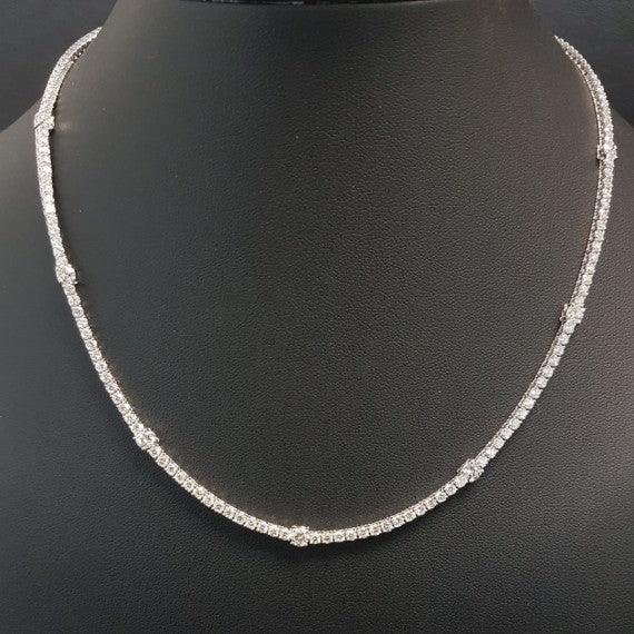 7.5ct Round Diamond Tennis Necklace – 18K White Gold, D/VS, Certified - Image 4
