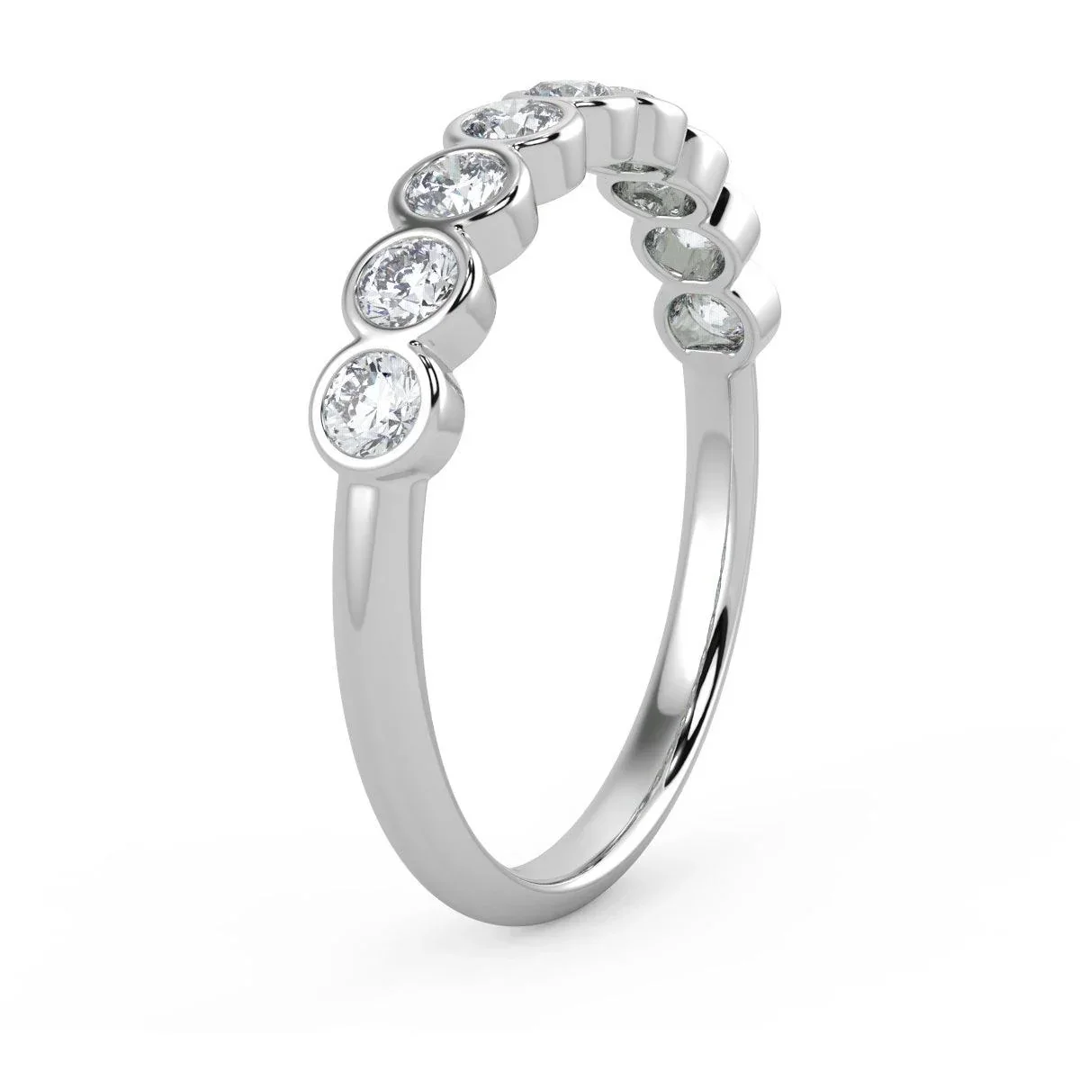 9 Diamond Bezel Set Anniversary Ring in Platinum & Gold 0.50Ct D/VVS - Image 4
