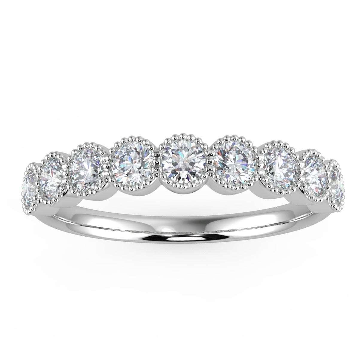 9 Diamond Miligrain Bezel Set Ring in Platinum & Gold 0.50Ct D/VVS - Image 3