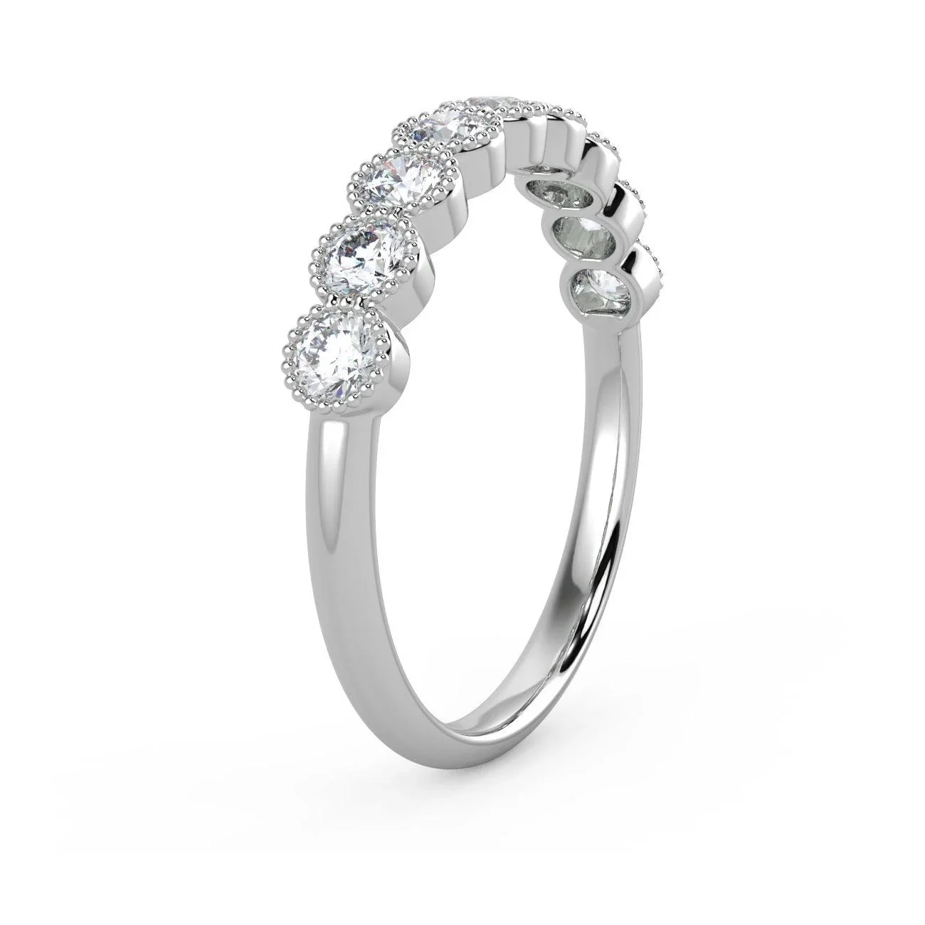 9 Diamond Miligrain Bezel Set Ring in Platinum & Gold 0.50Ct D/VVS - Image 5