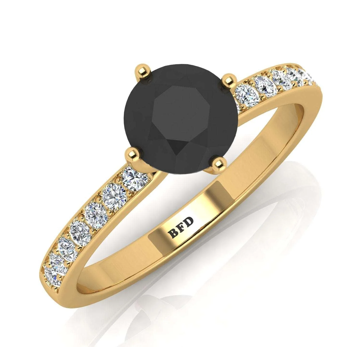 AAA Black & White Diamond Solitaire engagement Ring - 1.20 Carat - Image 2