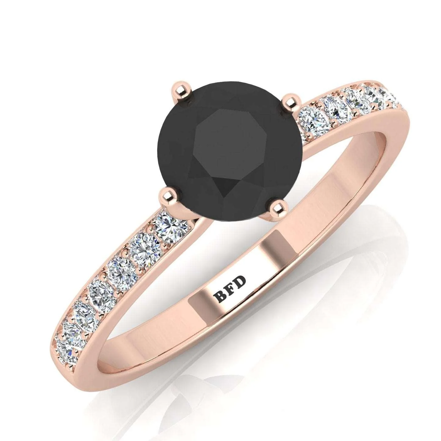 AAA Black & White Diamond Solitaire engagement Ring - 1.20 Carat - Image 3
