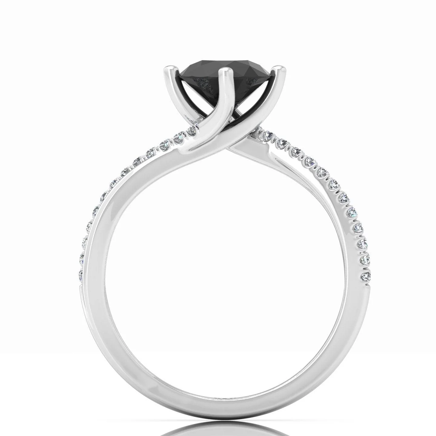 AAA Black & White Diamond Twisted Claw Set Engagement Ring For Her - 1.30 Carat - Image 4