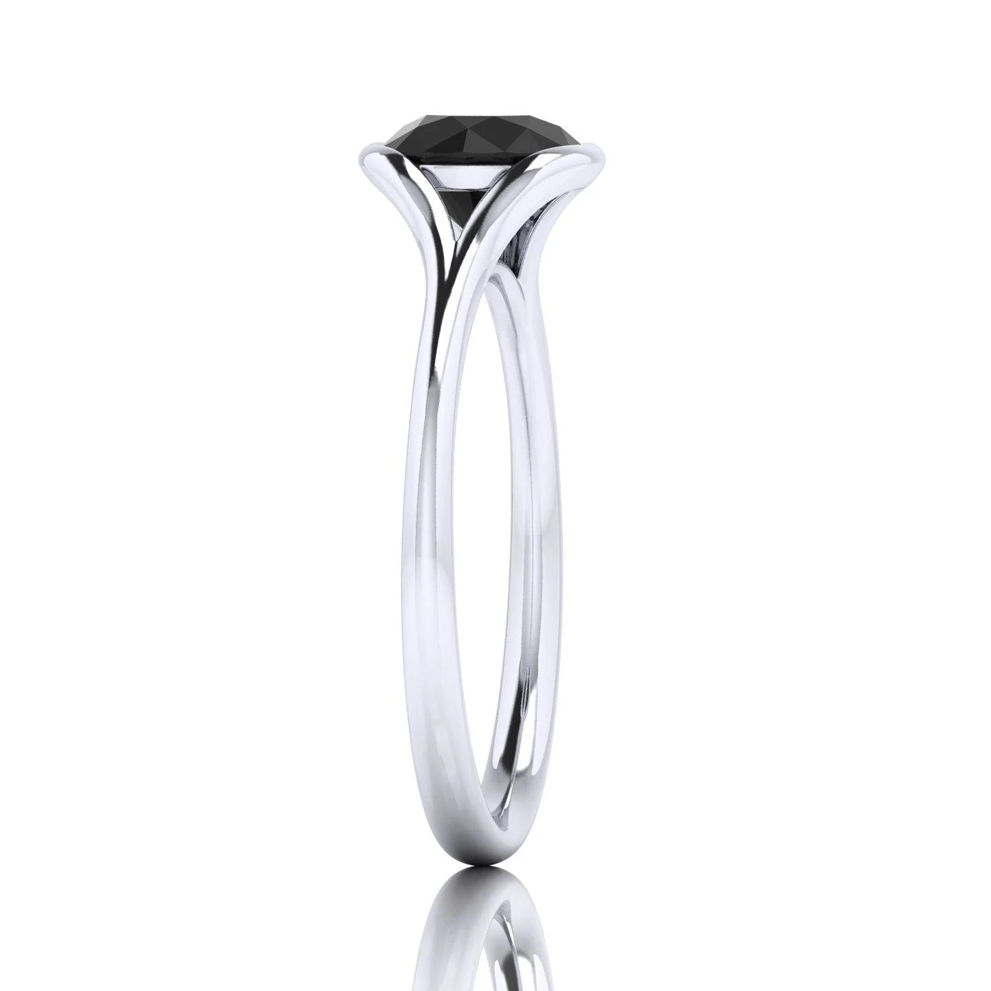 AAA Black Diamond Bezel Set Solitaire Engagement Ring - 1.00 carat - Image 5