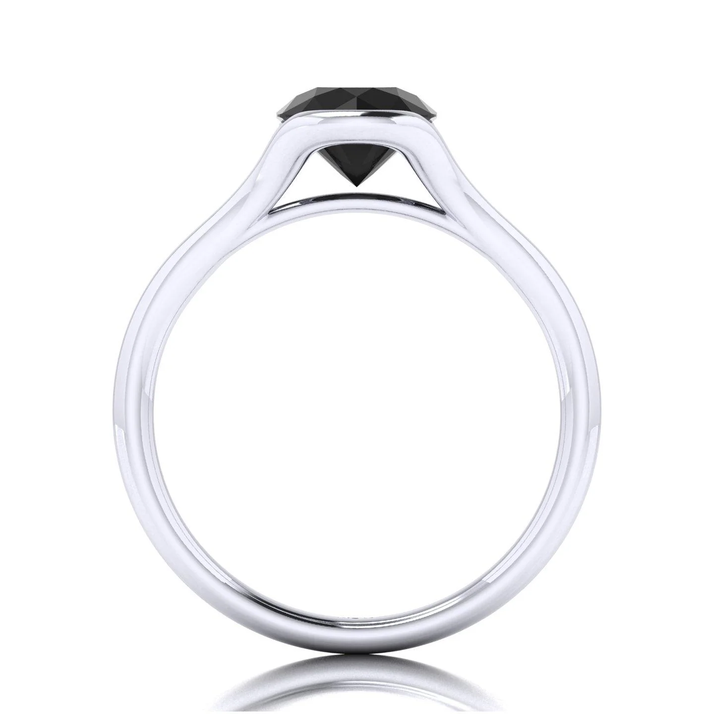 AAA Black Diamond Bezel Set Solitaire Engagement Ring - 1.00 carat - Image 7