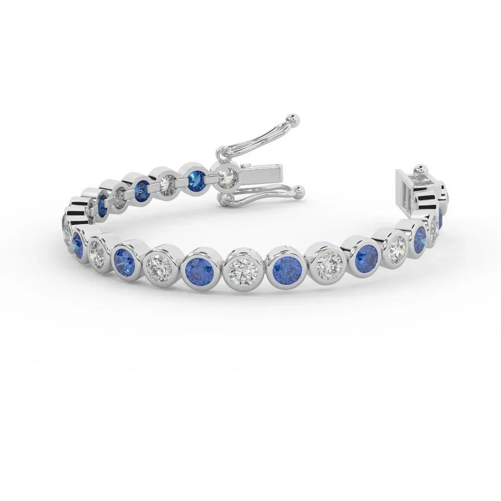 Sapphire & Diamond Tennis Bracelet Crafted In White Gold 6.00ct - Image 3