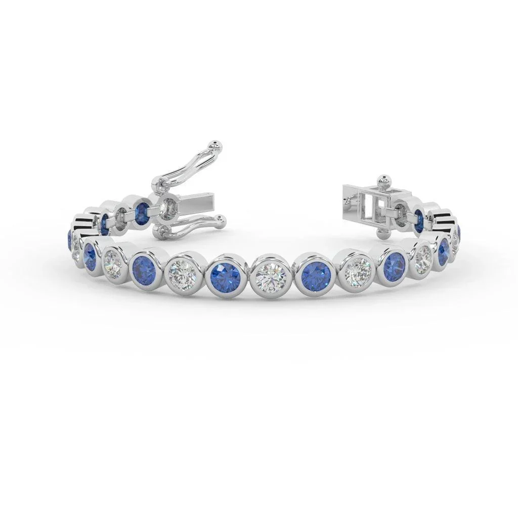Sapphire, Ruby, Emerald , Aquamarine & Diamond Tennis Bracelet Crafted In White Gold 6.00ct - Image 7