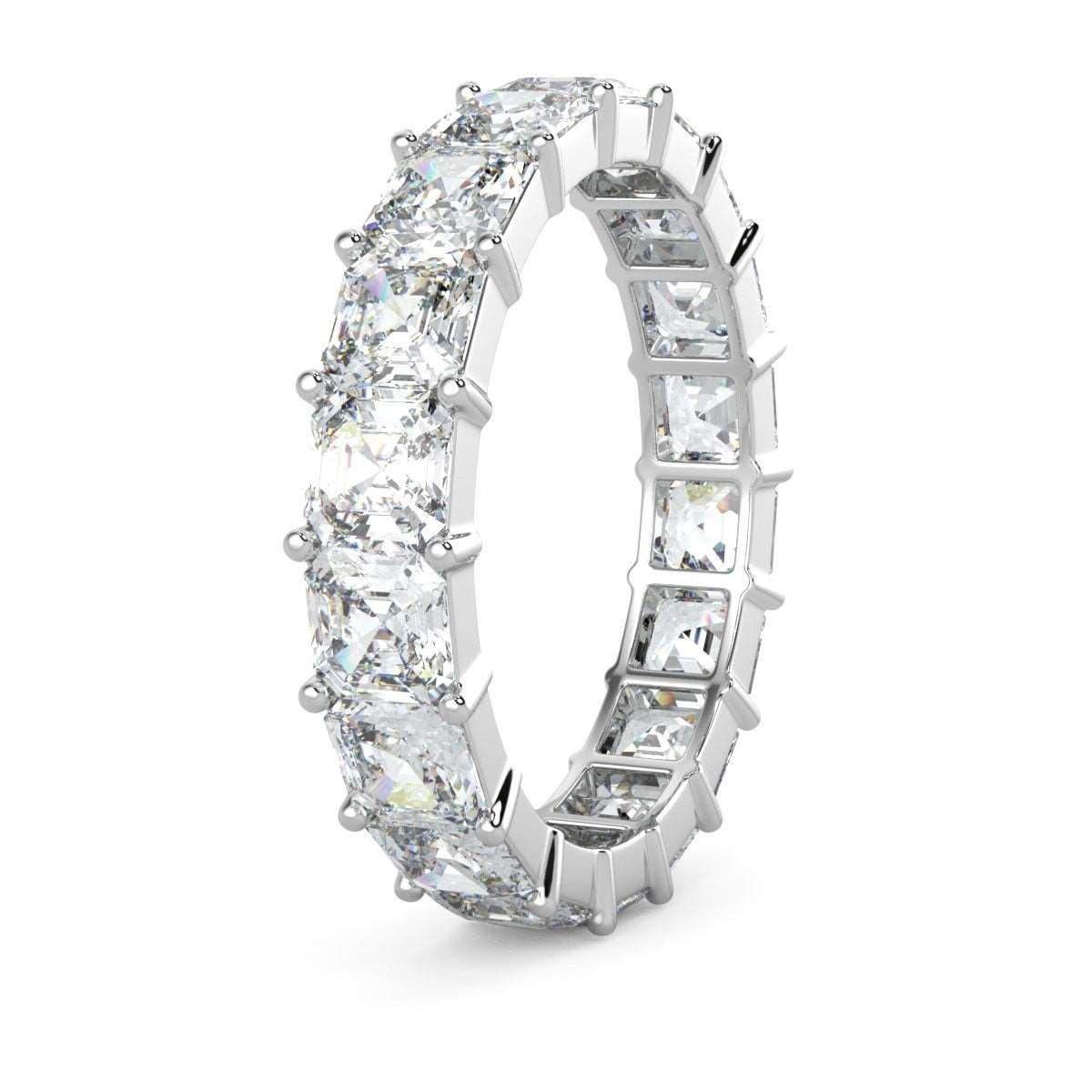 4.00 CT D/VS Asscher Cut Diamond Full Eternity Ring Hallmarked Platinum - Image 3