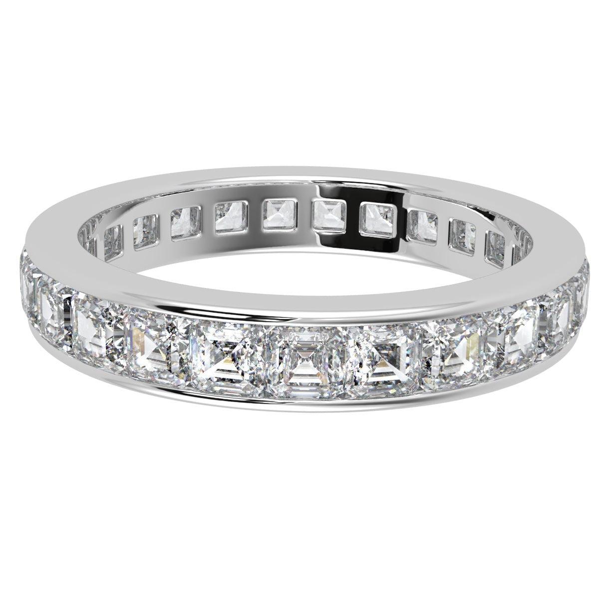 D/VS 4.00 CT ASSCHER DIAMOND FULL ETERNITY PLATINUM RING - Image 3
