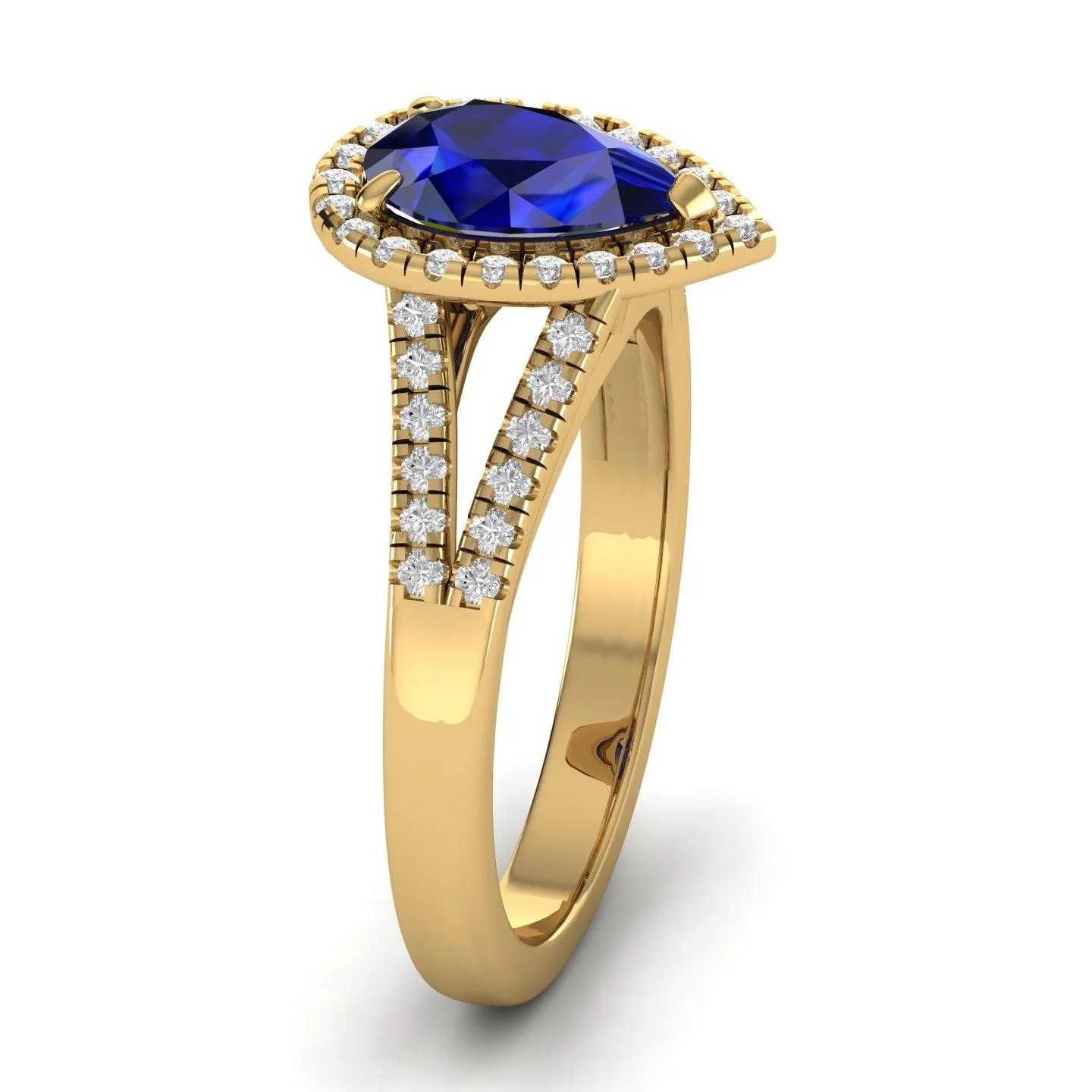 Best Deal..! 2.04Ct Tanzanite Pear & Diamond Halo Engagement Ring In Heavy 18k Gold - Image 3