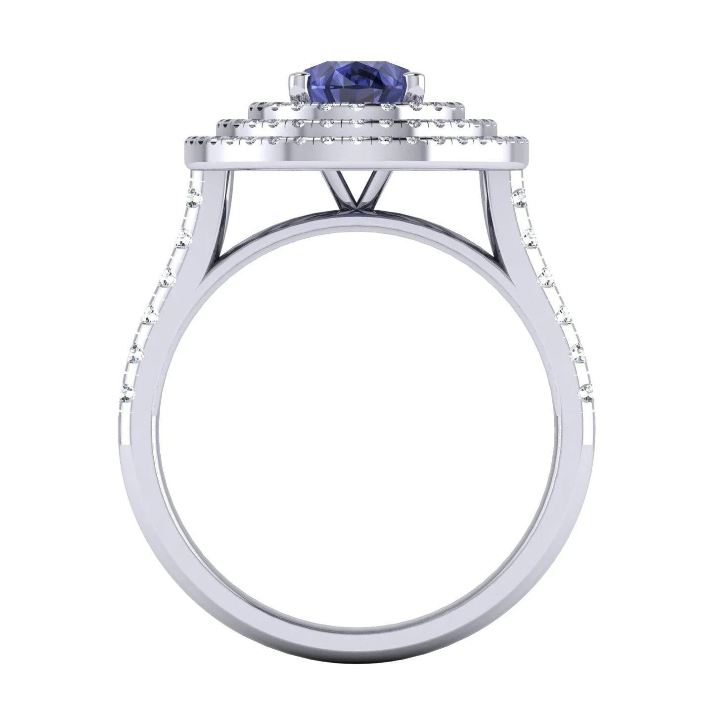 Best Deal..! Triple Halo Tanzanite Oval & Diamonds Engagement Ring - 2.10 Carat - Image 4