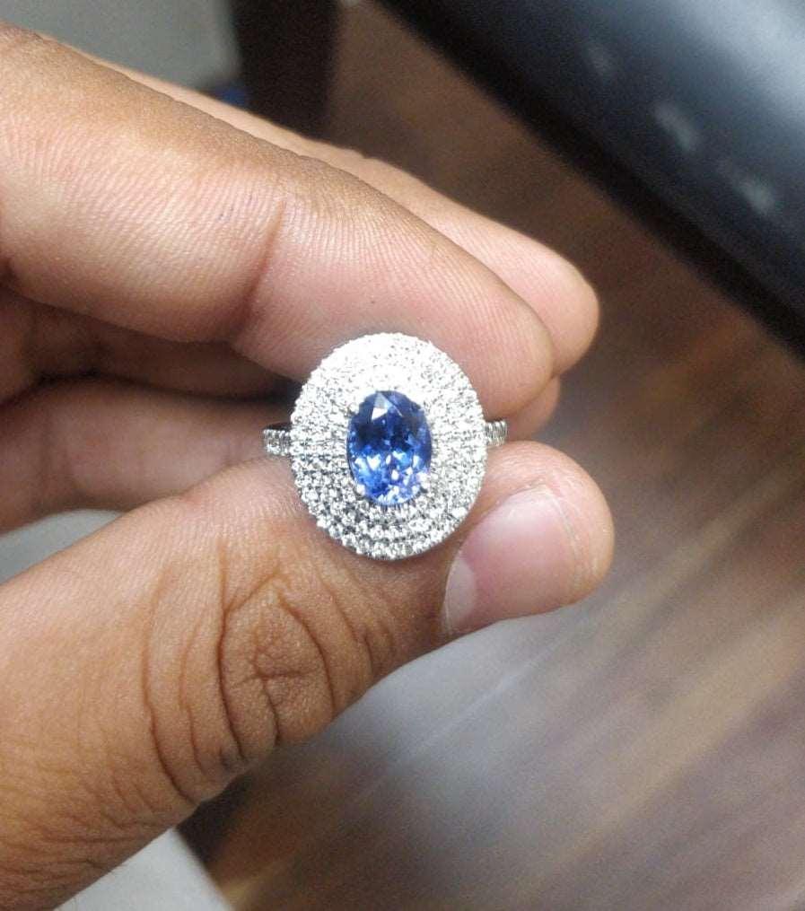 Best Deal..! Triple Halo Tanzanite Oval & Diamonds Engagement Ring - 2.10 Carat - Image 5