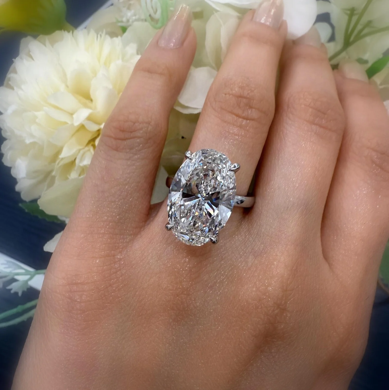 10.25CT IGI Certified Lab Oval Diamond Hidden Halo Engagement Ring in Platinum