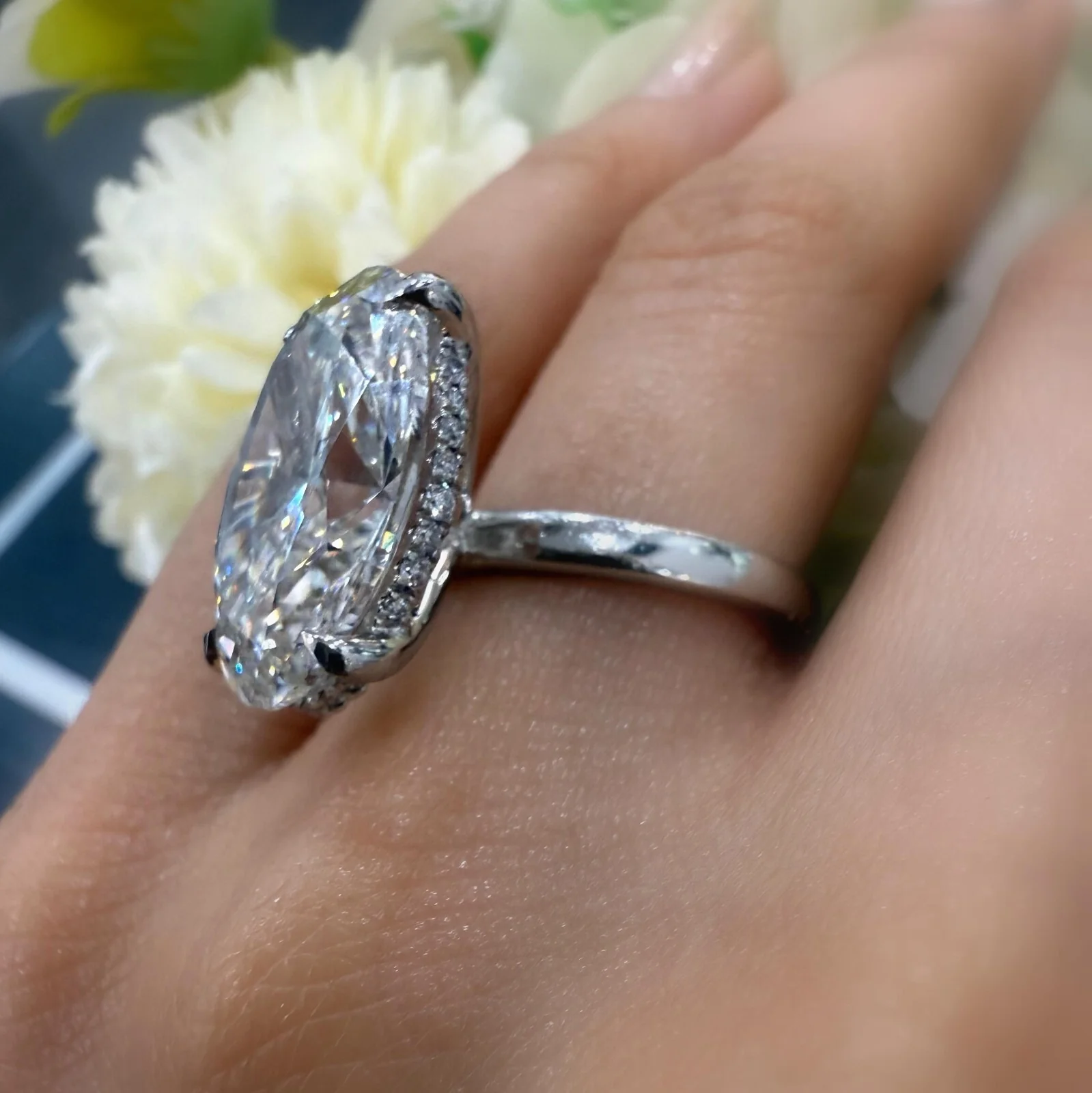 10.25CT IGI Certified Lab Oval Diamond Hidden Halo Engagement Ring in Platinum - Image 2