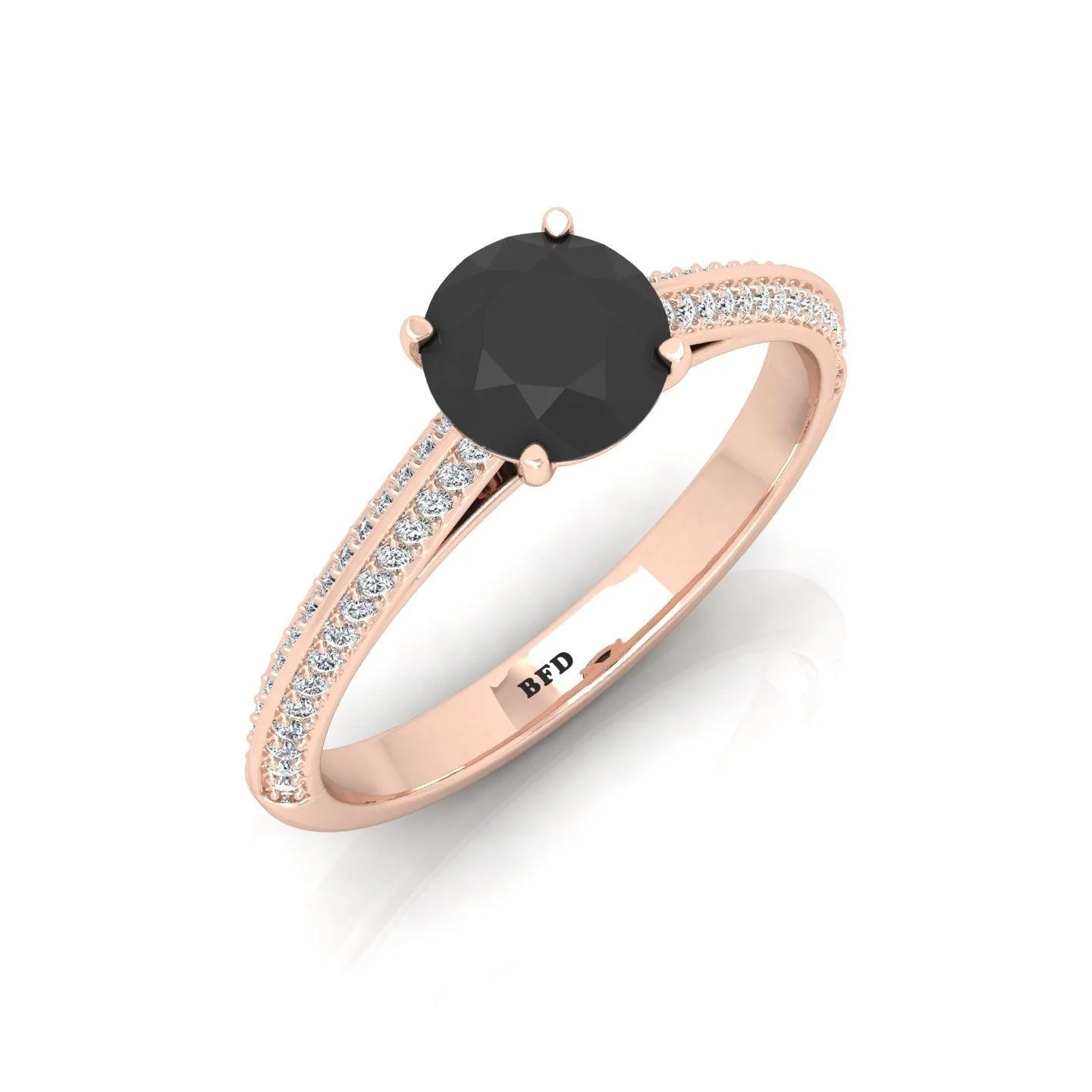 Black Diamond Engagement Ring With Shoulders 0.50 Carat F/VS Lab Grown Diamond In Variant Metal - Image 3
