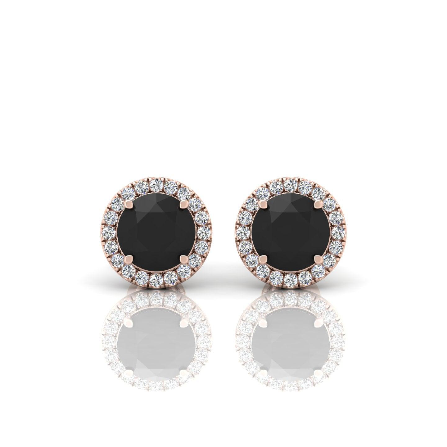 Black & White Diamond Halo Earrings For Women's In Variant Metal - 2.40 Carat - Image 3