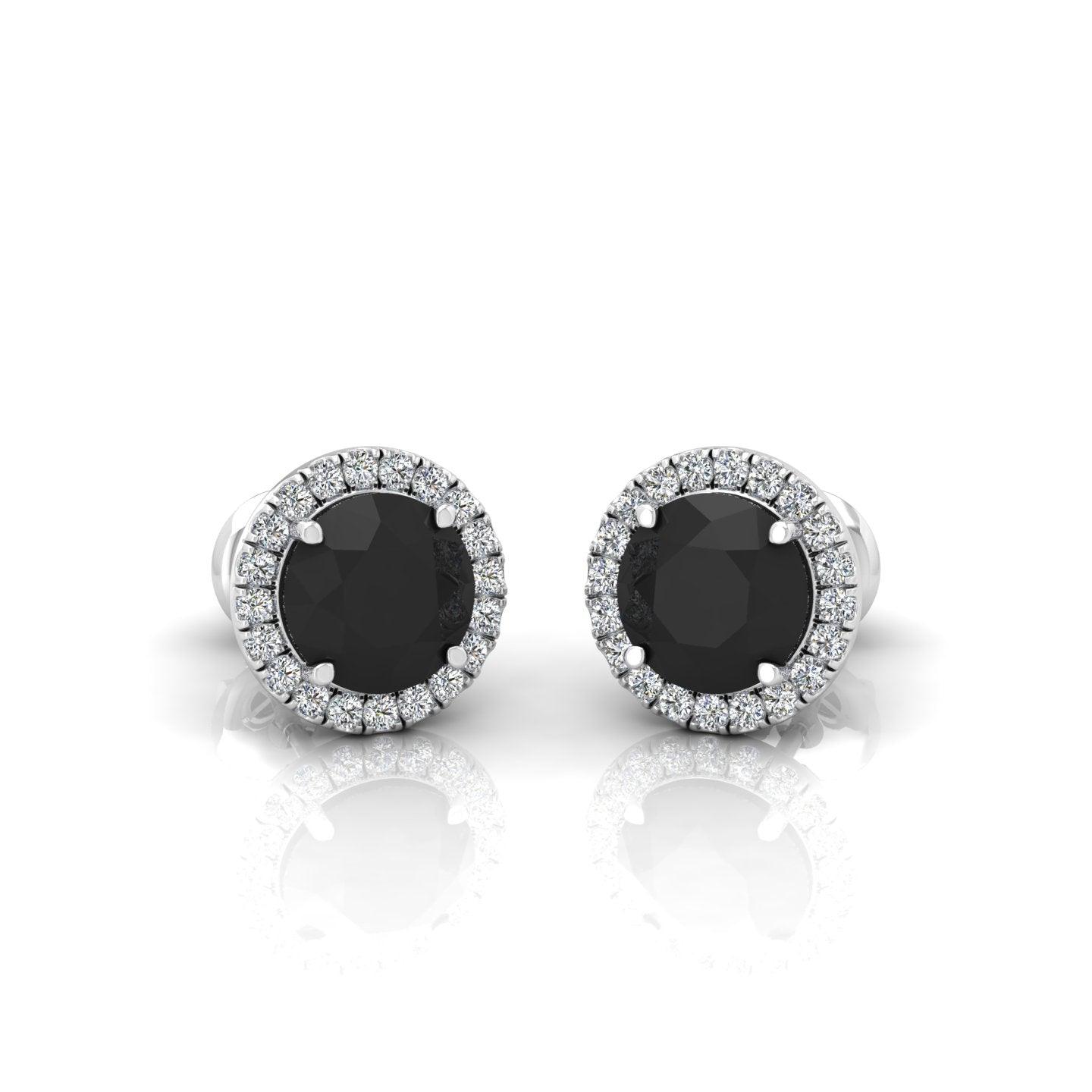 Black & White Diamond Halo Earrings For Women's In Variant Metal - 2.40 Carat - Image 4