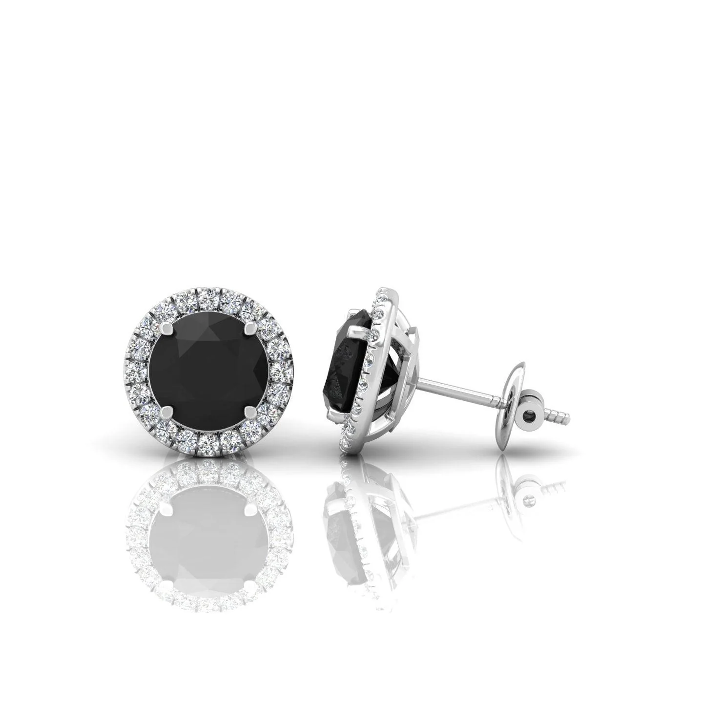 Black & White Diamond Halo Earrings For Women's In Variant Metal - 2.40 Carat - Image 5